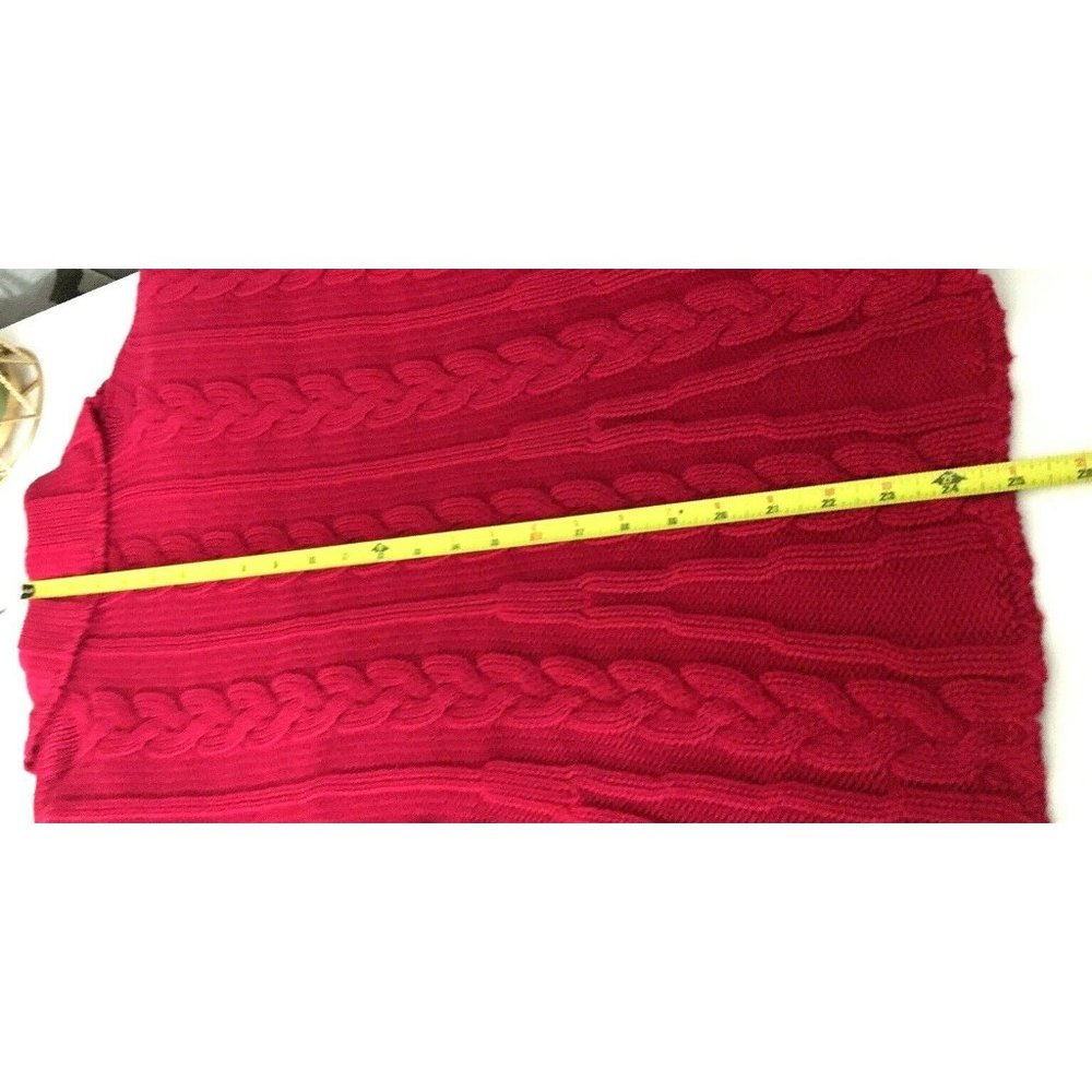 Additions By Chico's  Open Front Cable Knit  Cardigan Sweater Cotton Fuschia, Lg - Picture 6 of 6